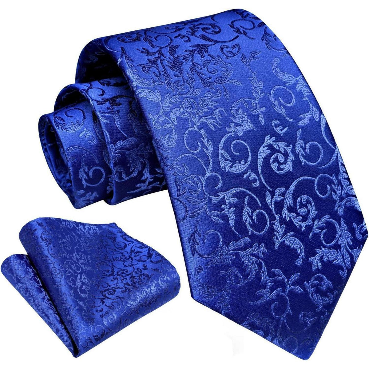 Krawatten-Set Paisley mit Einstecktuch, Königsblau