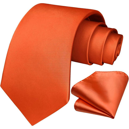 Herren Krawatte Orange Extra Lange Einfarbig Set