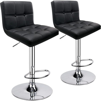 Barhocker-Set (2x) höhenverstellbar, Schwarz in Lederoptik
