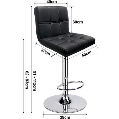 Barhocker-Set (2x) höhenverstellbar, Schwarz in Lederoptik