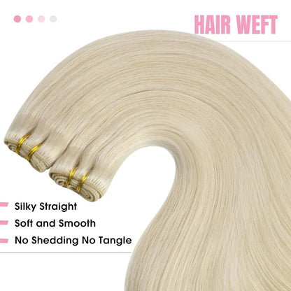 Echthaar Tressen Blond 35cm - Remy Weft Extensions