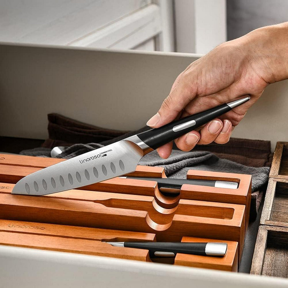 Linoroso Santoku Messer 6 Zoll Ultra Scharfes Küchenmesser in