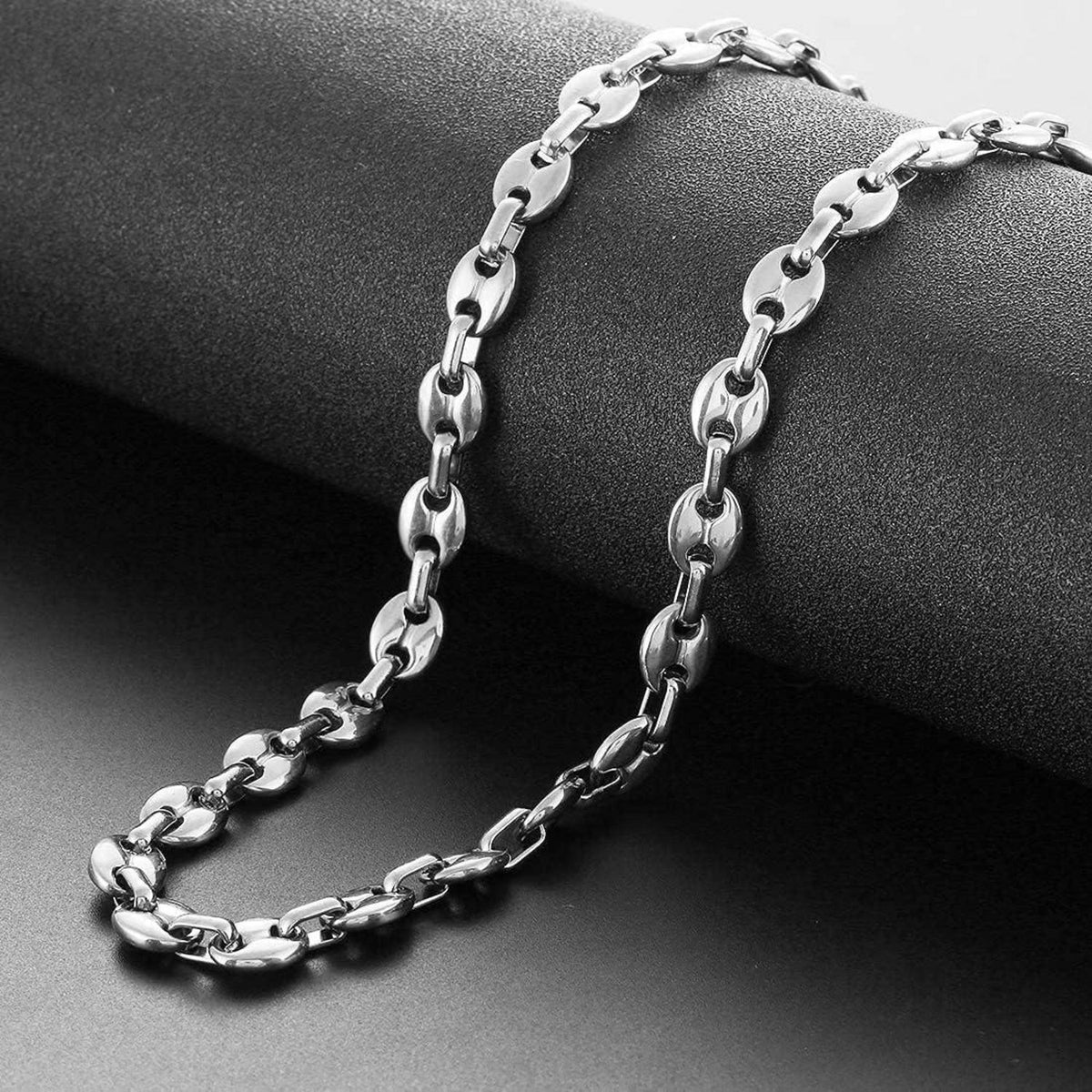 AFSTALR Herren Halskette Edelstahl Kaffeebohne Armband Set Silber Gold Schwarz