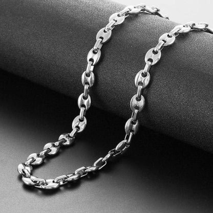 AFSTALR Edelstahl Kaffeebohne Halskette 6/9/11mm für Herren Silber 51/56/61CM