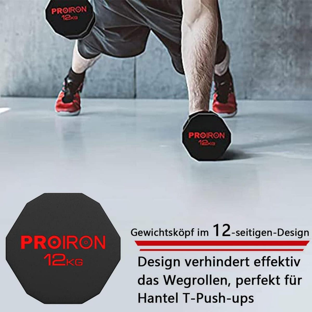 PROIRON Hexagon Kurzhanteln Stahlkern 12-seitiges Design