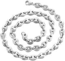 Kaffeebohne Halskette Edelstahl 6/9/11mm Silber 51/56/61CM Hip Hop