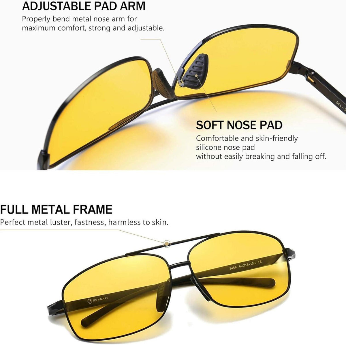 Polarisierte Sonnenbrille Herren UV400 Rechteckig 3