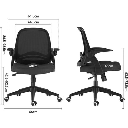 Ergonomischer Bürostuhl mit hochklappbaren Armlehnen, Schwarz