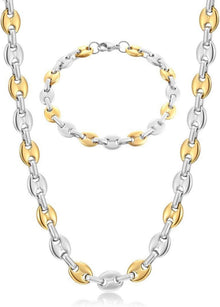 Halskette Armband Set Kaffeebohne Edelstahl Silber Gold