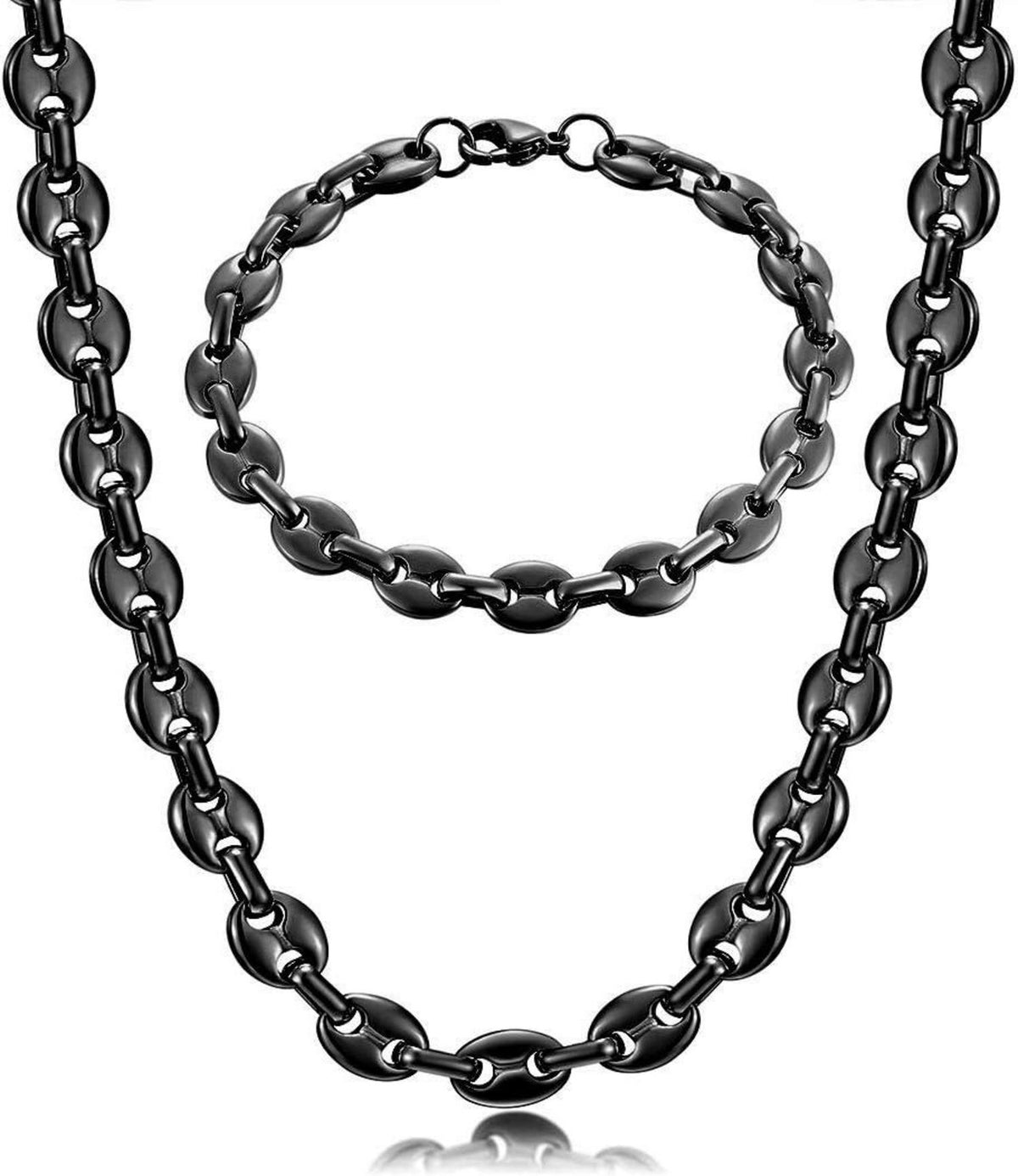 AFSTALR Edelstahl Kaffeebohne Halskette Armband Set
