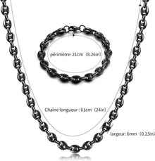 AFSTALR Herren Halskette Edelstahl Kaffeebohne Armband Set