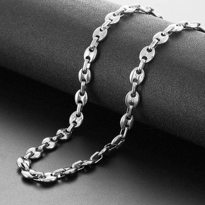 Edelstahl Kaffeebohnen Halskette Herren Hip Hop Silber 51/56/61CM