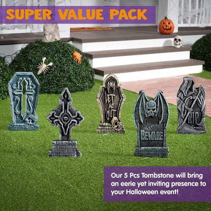 Halloween Grabsteine Schaumstoff RIP Friedhof 5er-Pack 43cm