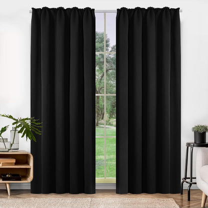 Blickdichte Verdunkelungsvorhänge 2er Set Schwarz 175x140cm