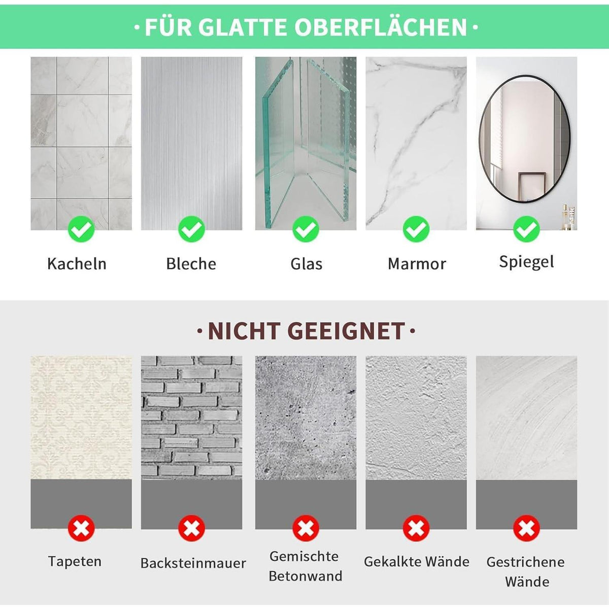 Edelstahl Handtuchhalter ohne Bohren, Klebehaken Silber