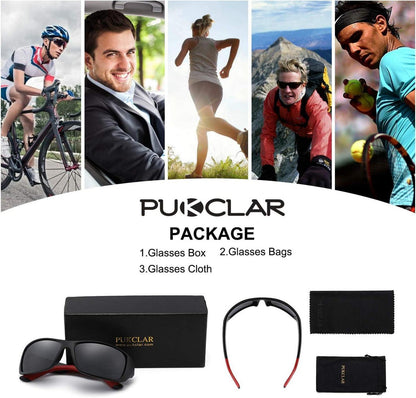PUKCLAR Sonnenbrille Herren Polarisiert Sportbrille UV400