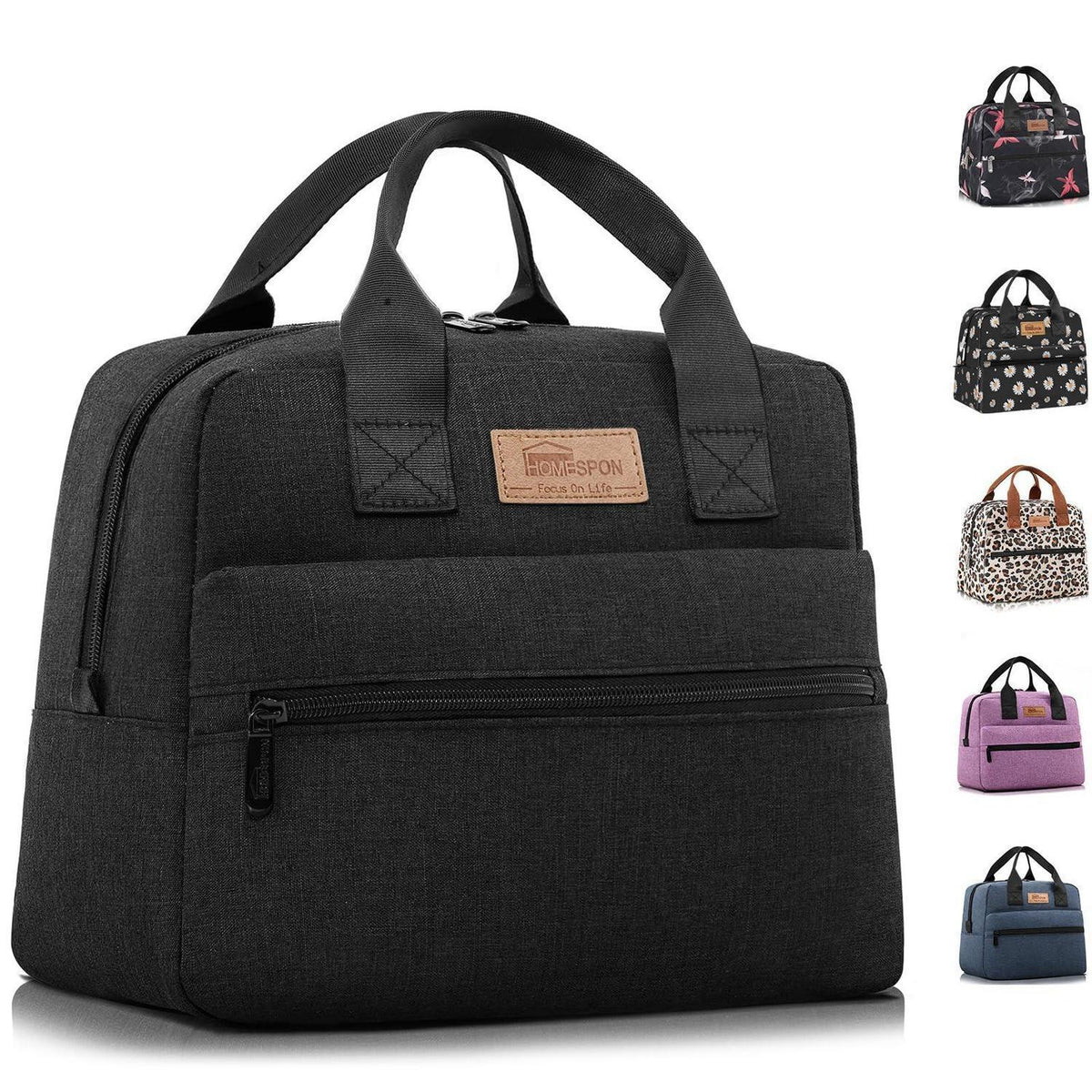 Isolierte Lunchtasche Schwarz – Groß, Wasserdicht & Wiederverwendbar