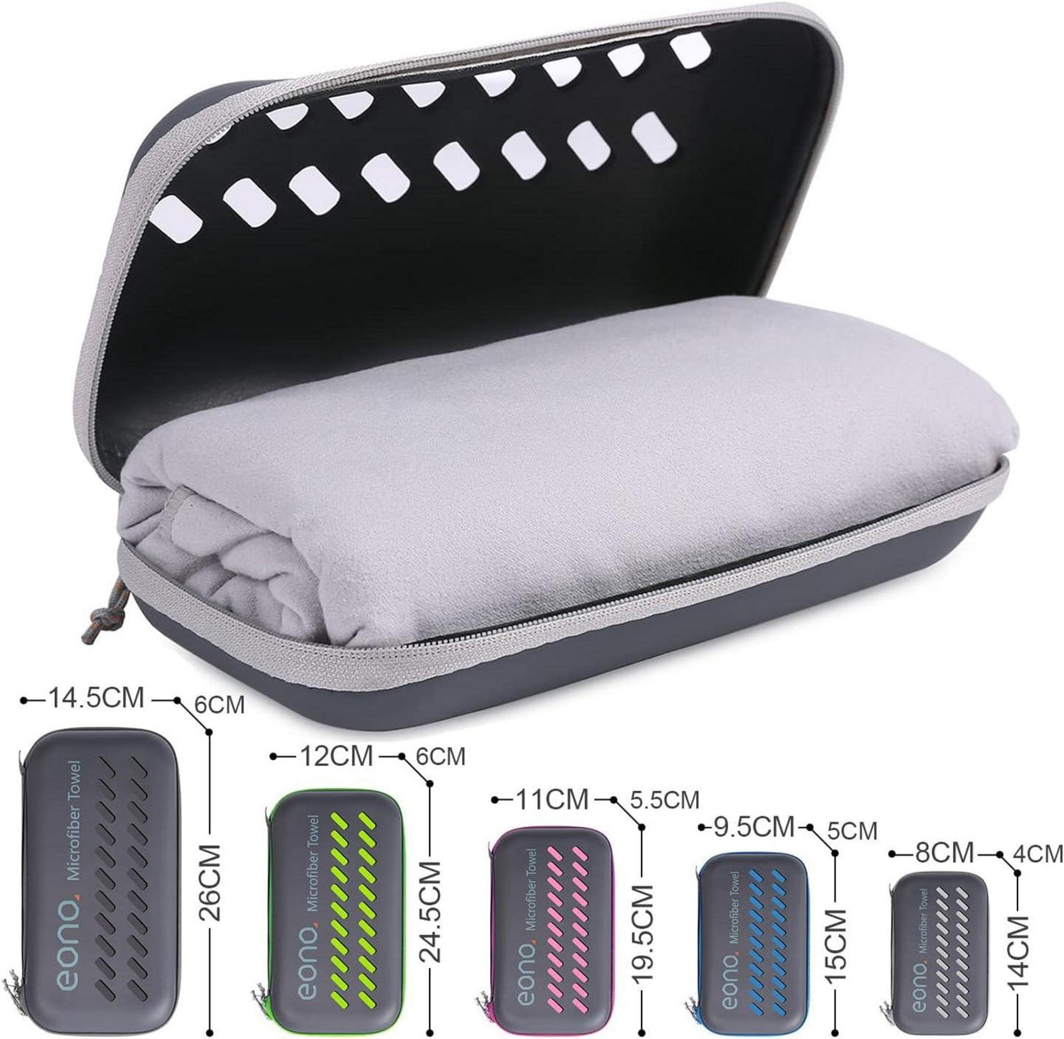 Mikrofaser Handtuch - Ultraleicht, schnelltrocknend, Antibakteriell - Grau S 60cm x 30cm