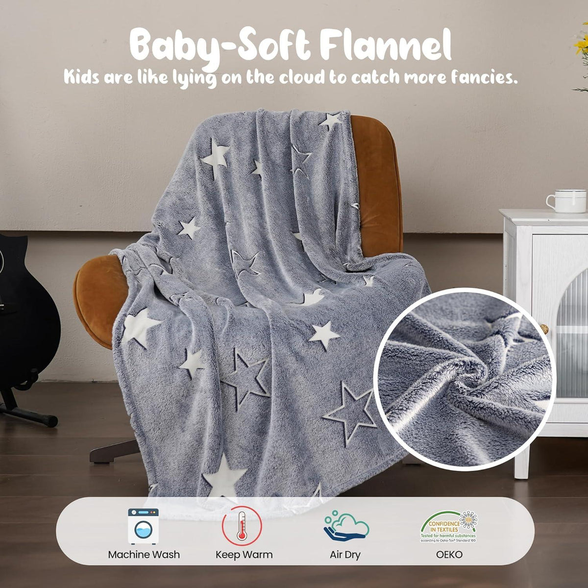 Kuscheldecke Glow In The Dark 130x170cm Flauschig Warm Kinderzimmer
