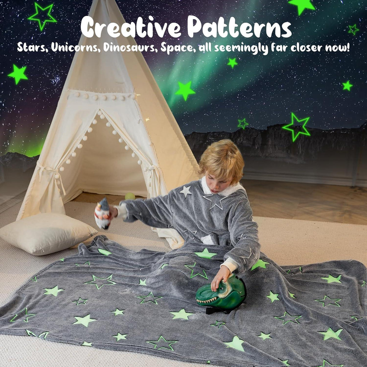 Winthome Kuscheldecke Kinder 130x170cm Glow In The DarkхраненнялощинаamiliarOrteKidsStarry