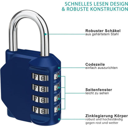 ZHEGE Zahlenschloss 4 Stellig Vorhängeschloss Spind