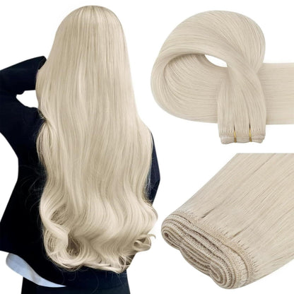 Echthaar Tressen Eisblond 45cm zum Einnähen
