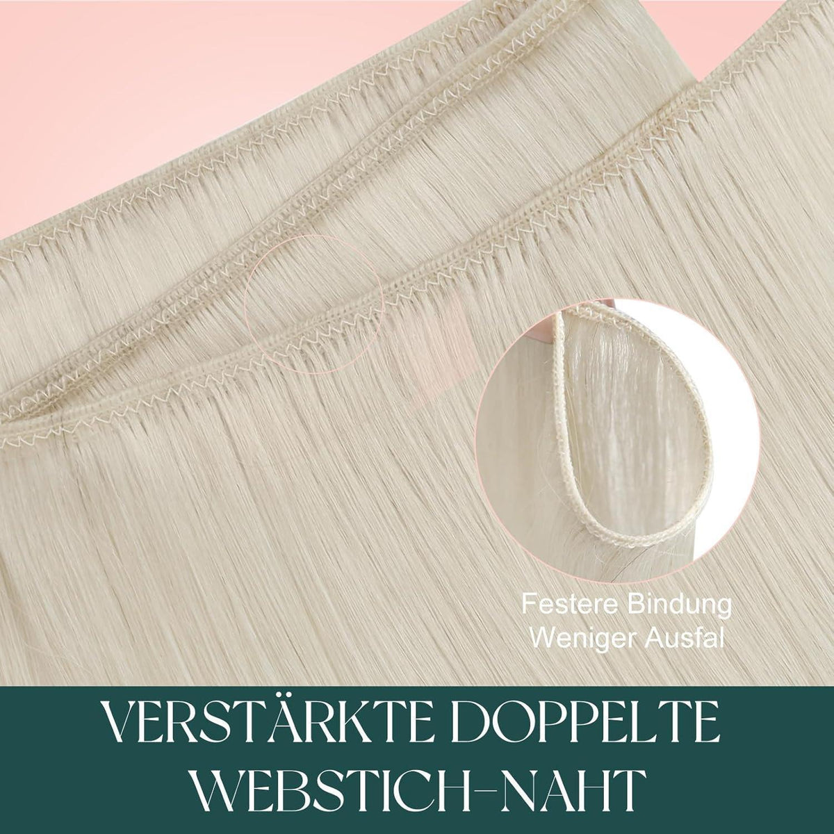 Echthaar Tressen Eisblond 45cm zum Einnähen