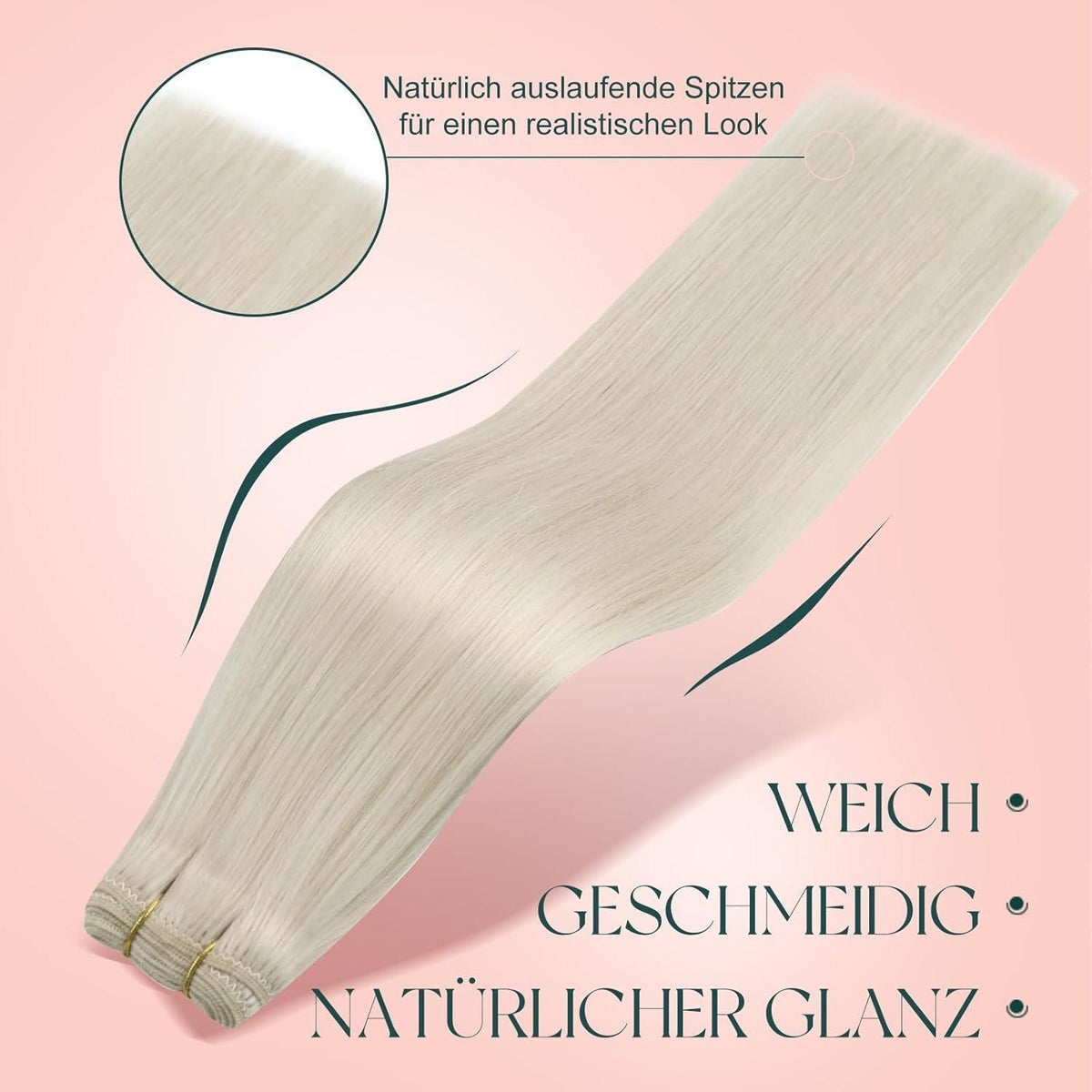 Echthaar Tressen Eisblond 45cm zum Einnähen