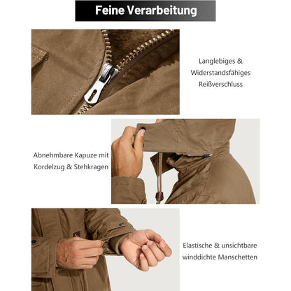 Herren Winterparka Fleecegefüttert mit Taschen & Kapuze