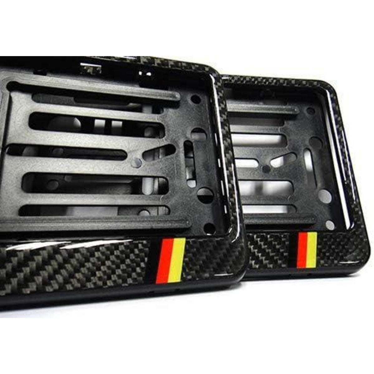 2x 3D Kohlefaser Kennzeichenhalter Schwarz Deutschland