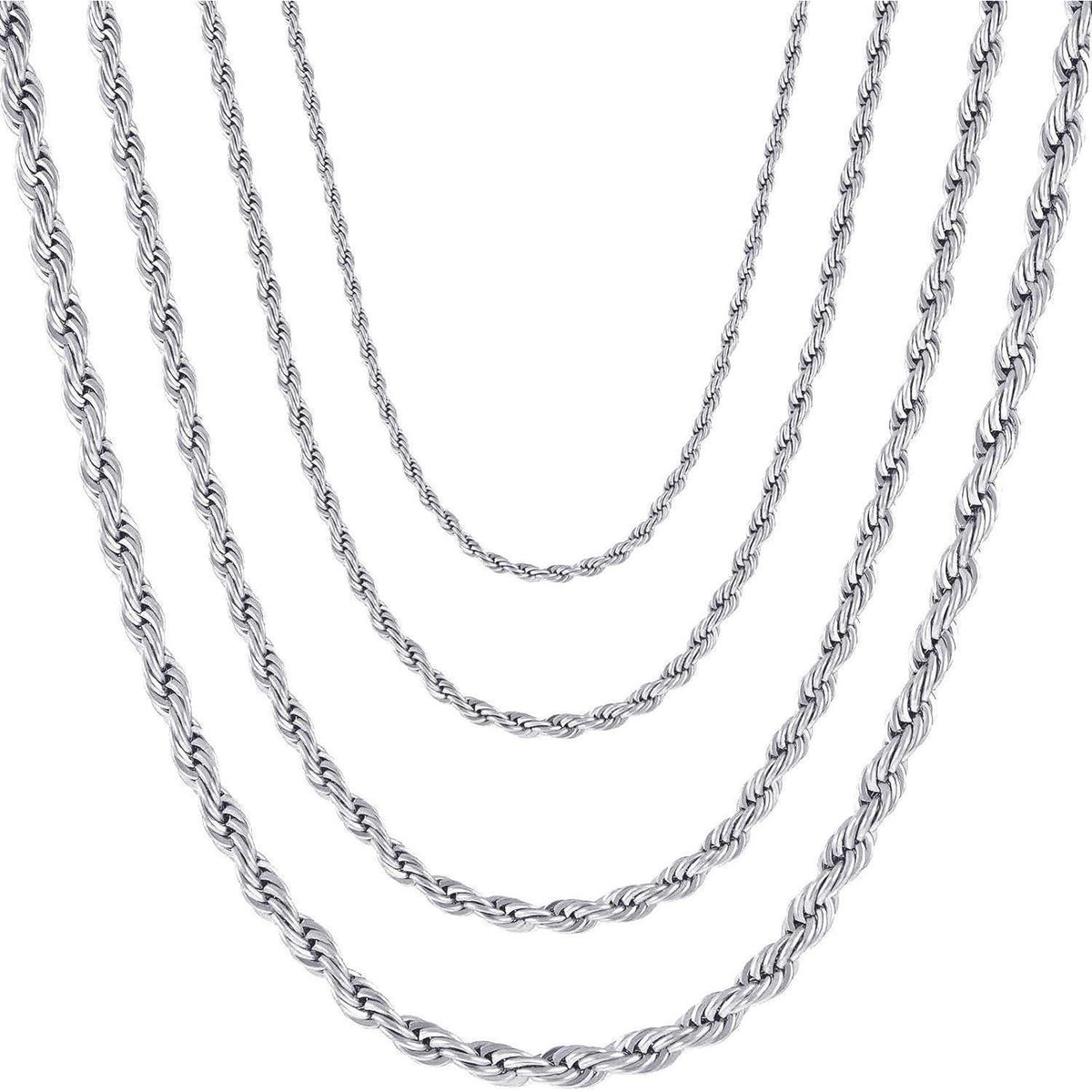 Halskette Edelstahl Verdrehte Kette 4mm Silber 45cm