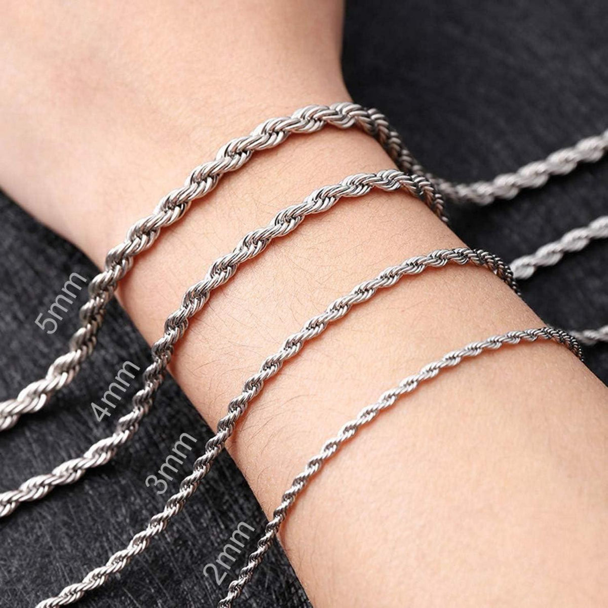Halskette Edelstahl Verdrehte Kette 4mm Silber 45cm