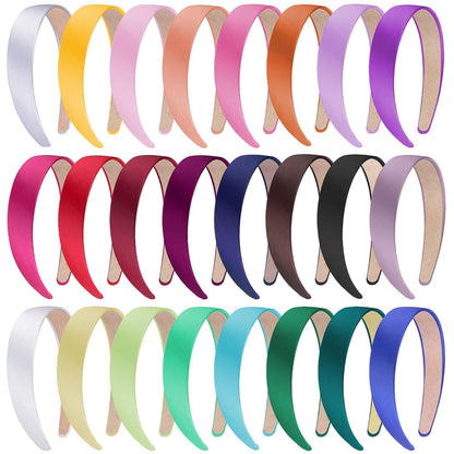 24er Set Satin Stirnbänder in 24 Farben - Damen Haarreifen