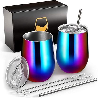 Edelstahl Weinbecher Set 2 Stück 12OZ Bunt Vakuumisoliert