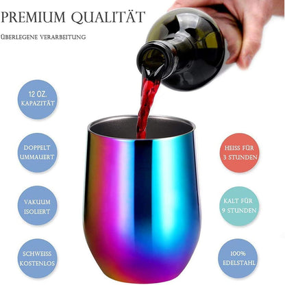 Edelstahl Weinbecher Set 2 Stück 12OZ Bunt Vakuumisoliert