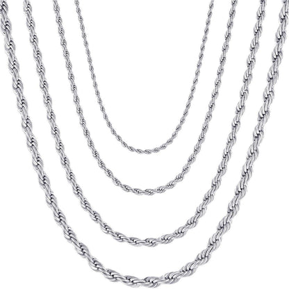 Herren Damen Halskette Edelstahl Verdrehte Kette 2-5mm Silber 45-80cm