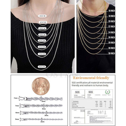 Herren Damen Halskette Edelstahl Verdrehte Kette 2-5mm Silber 45-80cm