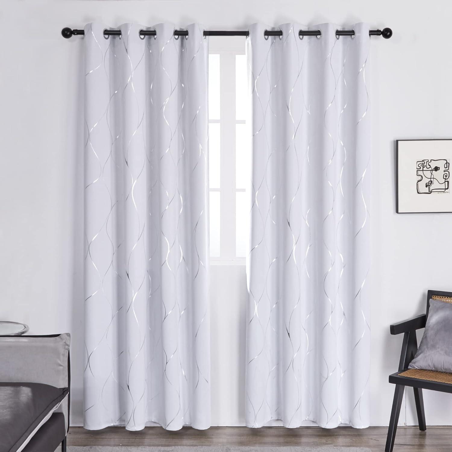 Blickdichte Ösen Gardinen 2er Set 245x140 Silber Grau