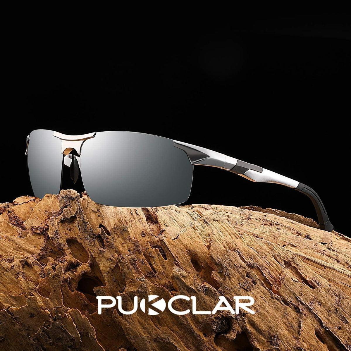 Polarisierte Sportsonnenbrille Herren, Al-Mg Metall, Silber Verspiegelt