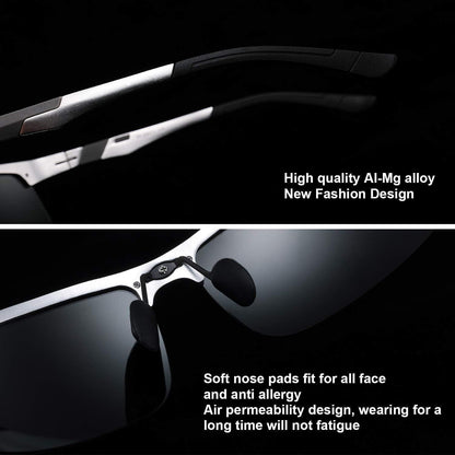 Polarisierte Sportsonnenbrille Herren, Al-Mg Metall, Silber Verspiegelt
