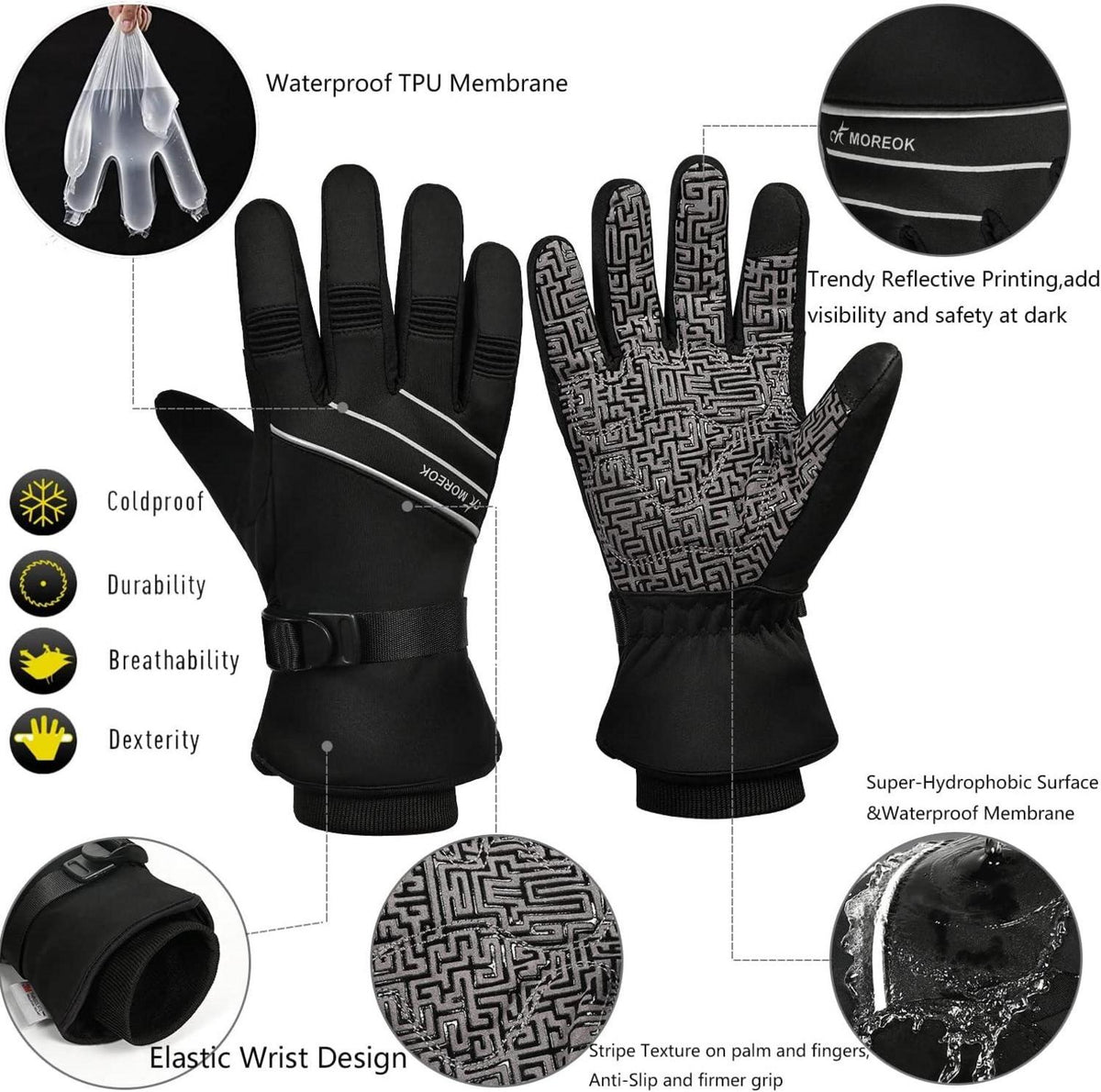 BIKINGMOREOK Winterhandschuhe -30°F 3M Thinsulate