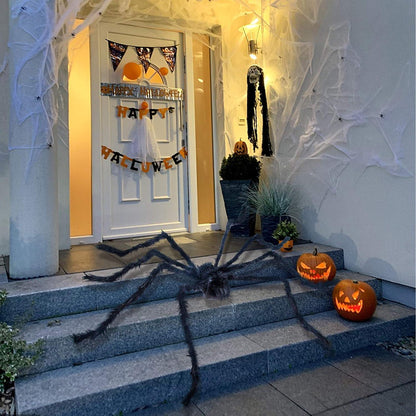 Halloween Spinne 2m, rote Augen, flexibele Beine, schwarz