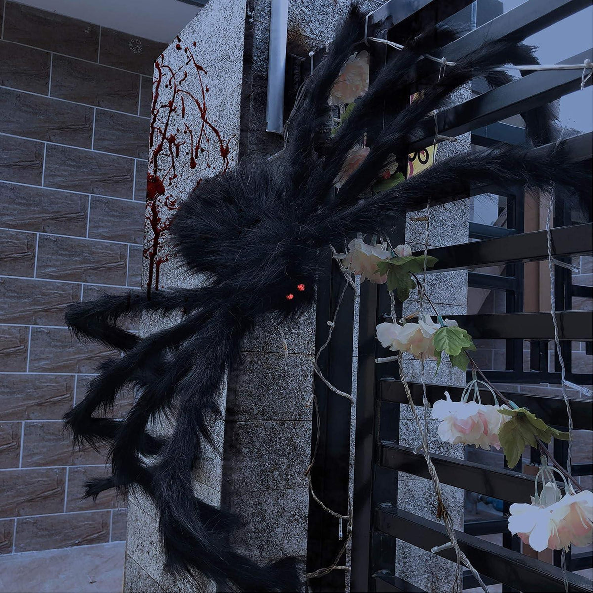 Große Halloween-Spinne mit roten Augen und verstellbaren Beinen 2m