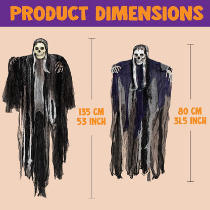 Halloween Sensenmann Deko Set 135cm groß - 3er Pack
