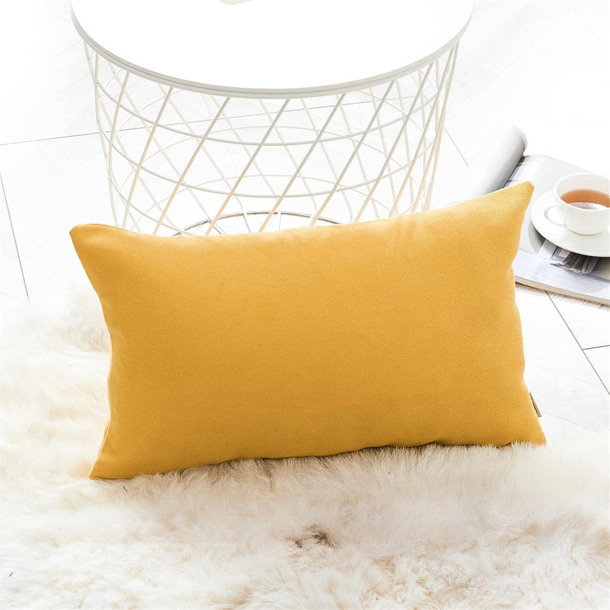 Flauschiges Chenille Kissenbezug Set - Gelb 40x60 cm