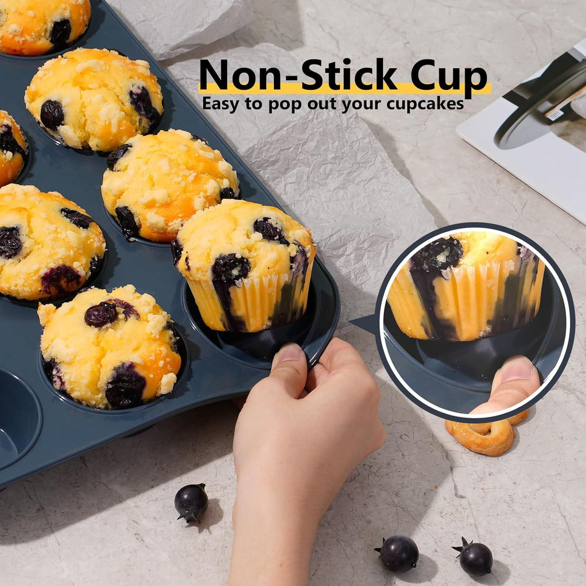 Große Silikon Muffinform Backblech Antihaft Cupcakes Brownies 33x25x3cm