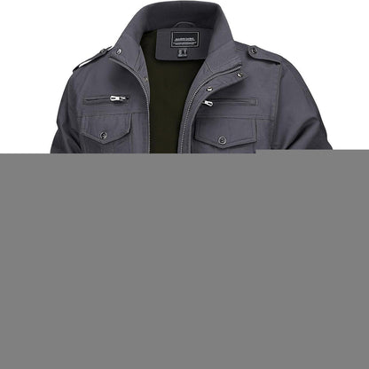 Herren Übergangsjacke Cargo Militärjacke Winddicht Grau