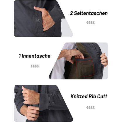 Herren Übergangsjacke Cargo Militärjacke Winddicht Grau