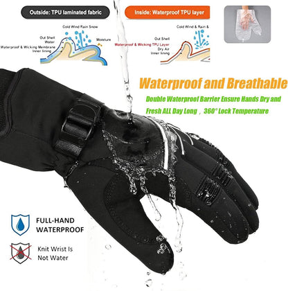 Winterhandschuhe Herren Damen -30°F 3M Thinsulate Skihandschuhe Touchscreen Winddicht Schwarz