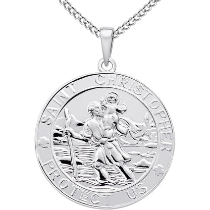 Heiliger Christophorus Kette 925 Sterling Silber 60cm Medaille